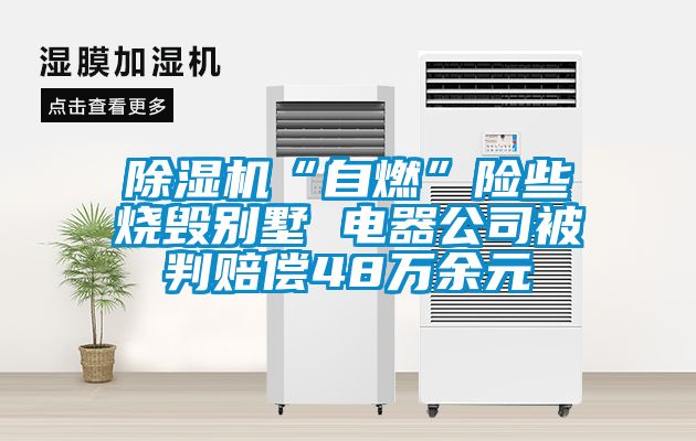 除濕機“自燃”險些燒毀別墅 電器公司被判賠償48萬余元